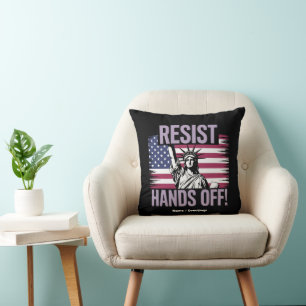 Statue of Liberty Hands Off Protest Resistance  Cushion