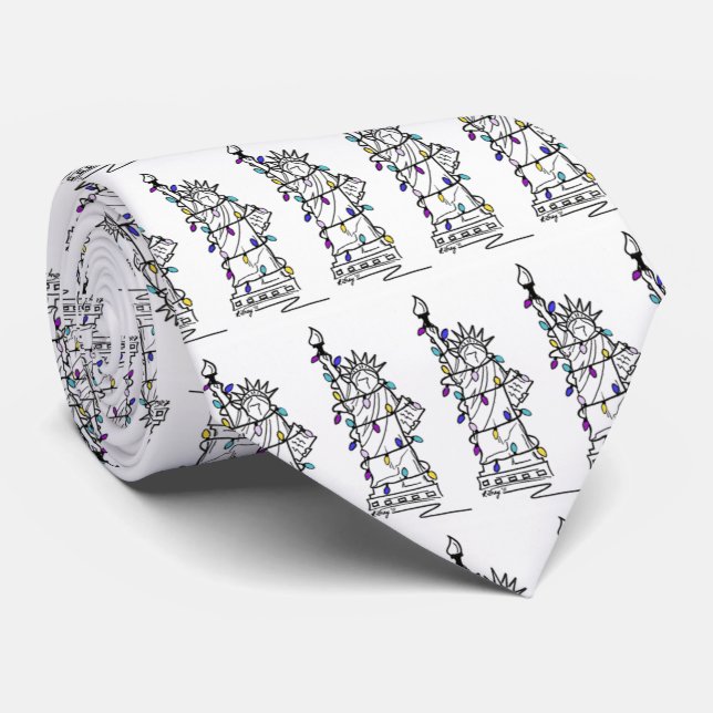 Statue of Liberty Hanukkah Christmas NYC Holiday Tie (Rolled)