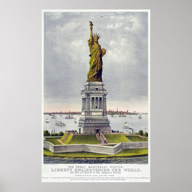 Statue of Liberty Historical Lithograph (1886) Poster (Front)