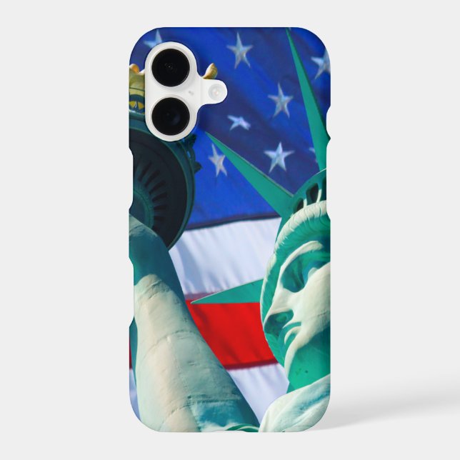 Statue Of Liberty Holding Torch US Flag Background (Back)