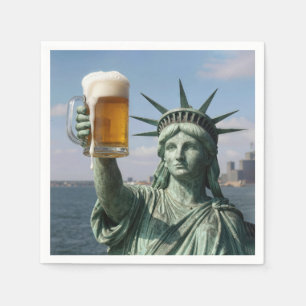 Statue of Liberty Holding Up a Beer Mug Napkin