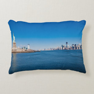 Statue of Liberty, Hudson River and Manhattan Decorative Cushion
