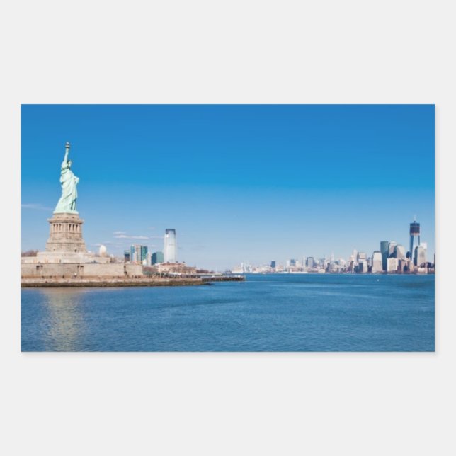 Statue of Liberty, Hudson River and Manhattan Rectangular Sticker (Front)