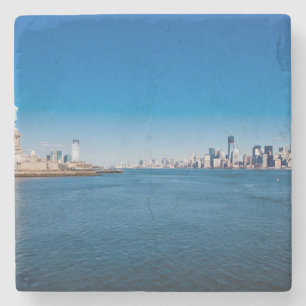 Statue of Liberty, Hudson River and Manhattan Stone Coaster
