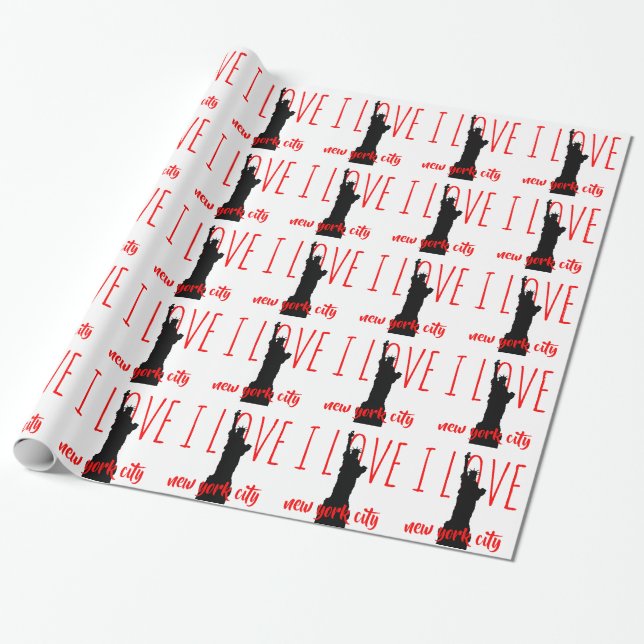 Statue of Liberty I Love New Yok City Pop Art Wrapping Paper (Unrolled)