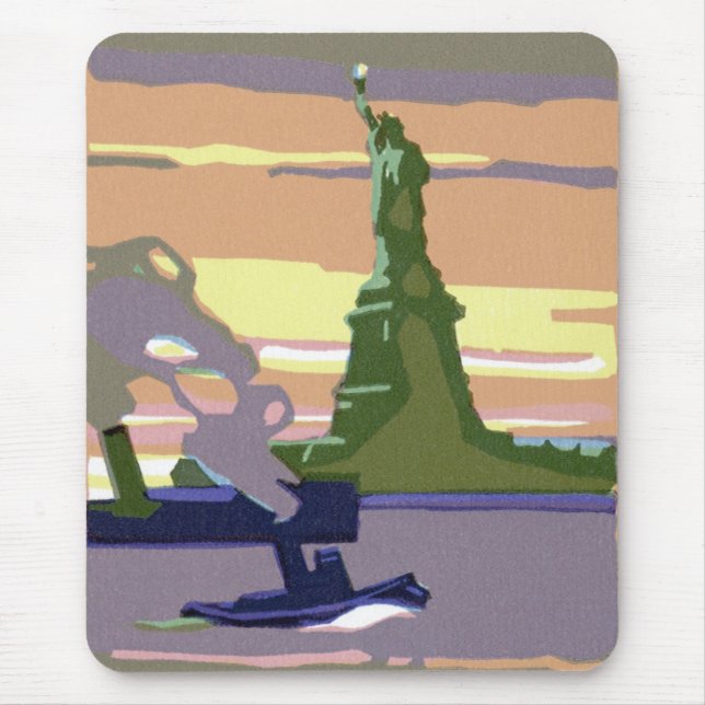 Statue of Liberty in New York City, Vintage Travel Mouse Pad (Front)