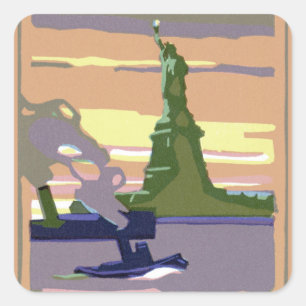 Statue of Liberty in New York City, Vintage Travel Square Sticker