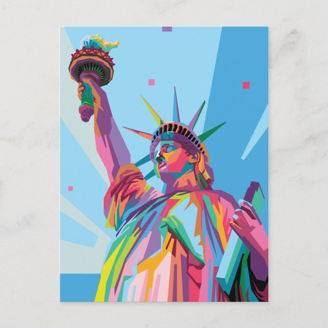 Statue of Liberty in New York Colourful Pop Art Postcard (Front)