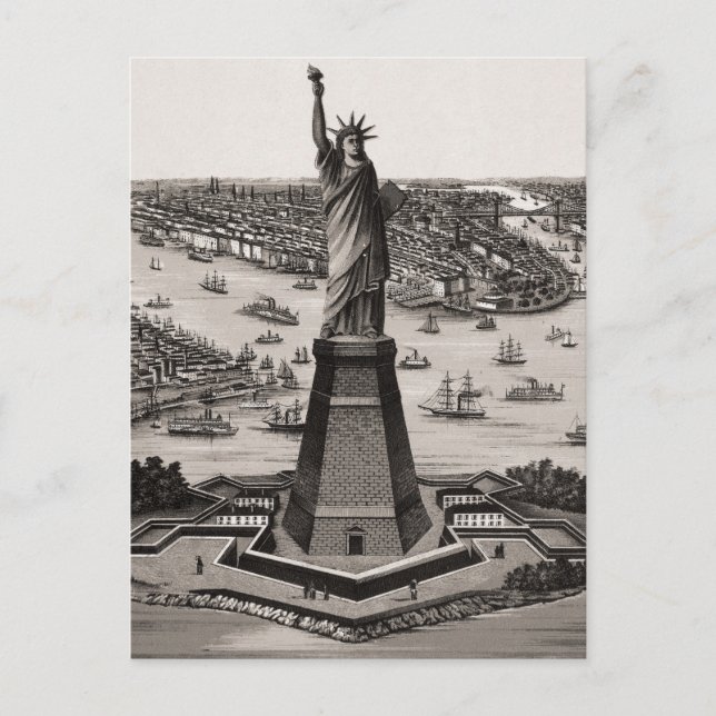 Statue Of Liberty In New York Harbour Postcard (Front)