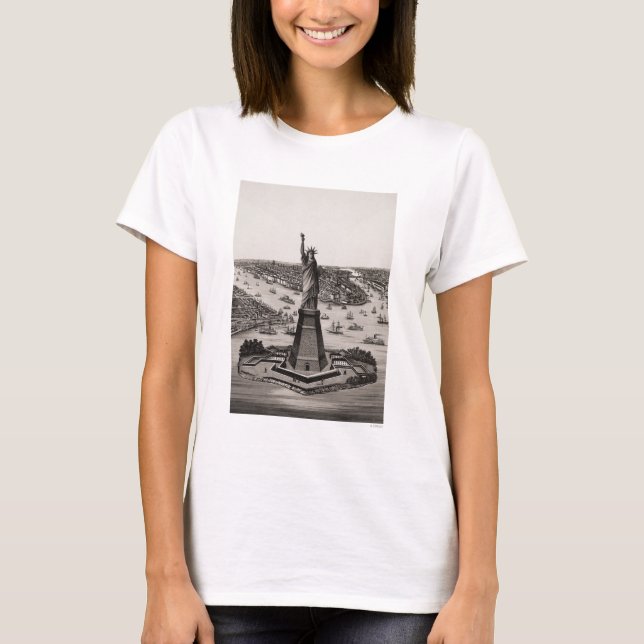 Statue Of Liberty In New York Harbour T-Shirt (Front)