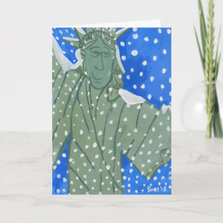 Statue of Liberty in the Snow by Joel Anderson Holiday Card