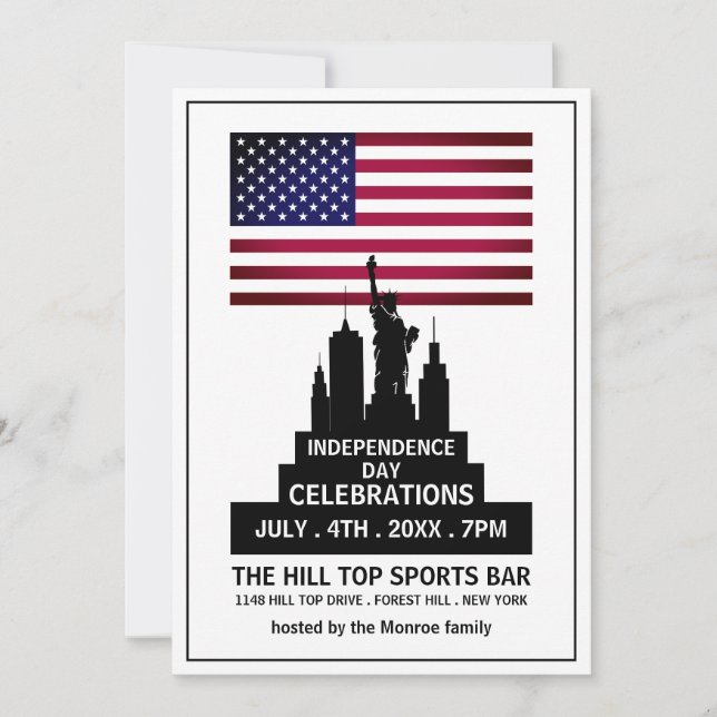 Statue of Liberty, Independence Day Celebration Invitation (Front)