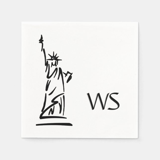 Statue of Liberty Initialised Napkin (Front)