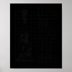 Statue Of Liberty Island New York Technical Diagra Poster