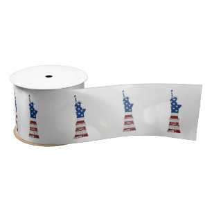 Statue Of Liberty July 4th Glitter Satin Ribbon