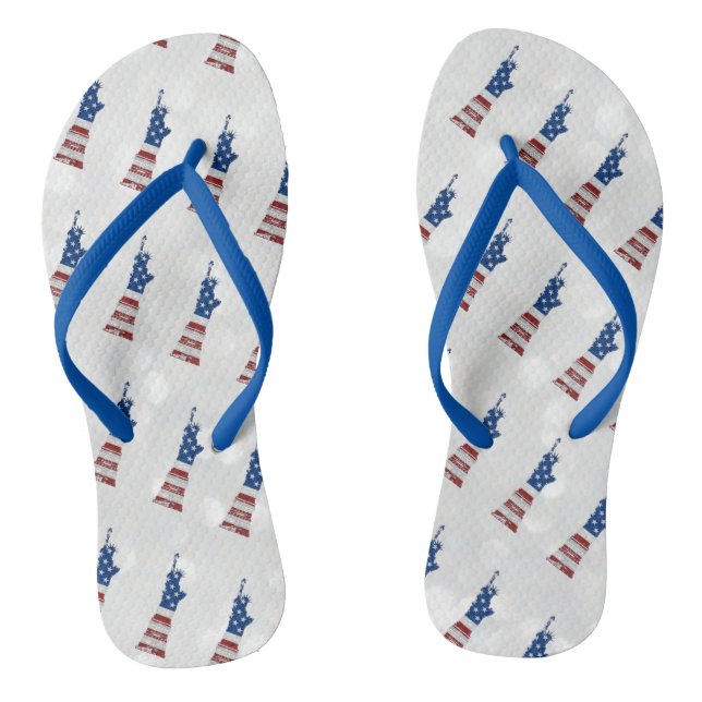 Statue Of Liberty July 4th Glitter Thongs (Footbed)
