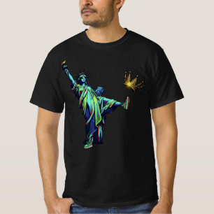 Statue of Liberty Kicking Crown Stencil Art   Vint T-Shirt