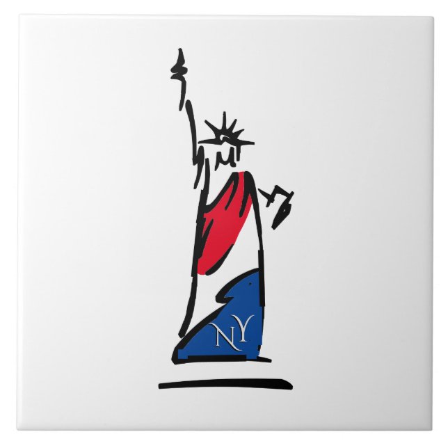 Statue of Liberty / Lady Liberty Stripes Ceramic Tile (Front)