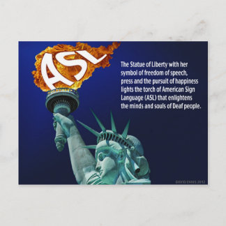 Statue of Liberty Lights Her Torch for ASL Postcard