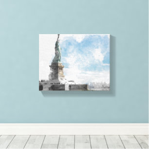 Statue of Liberty Manhattan Skyline Canvas Wall Print