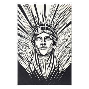 Statue of Liberty Modern Line Art Photo Print
