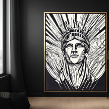 Statue of Liberty Modern Line Art Poster Print