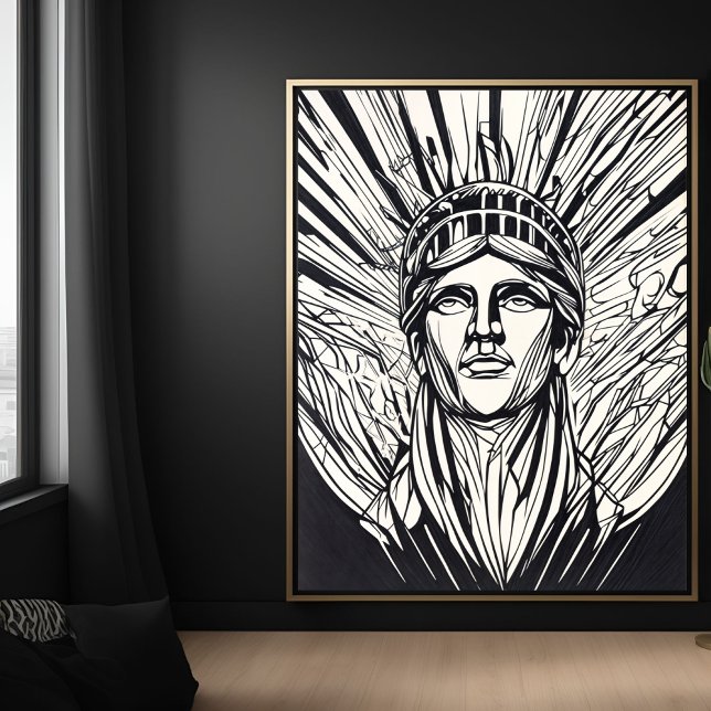 Statue of Liberty Modern Line Art Poster Print (Creator Uploaded)