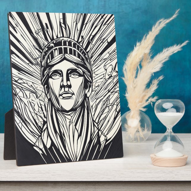Statue of Liberty Modern Line Art Print Plaque (Side)