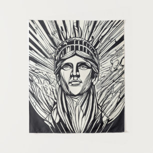 Statue of Liberty Modern Line Art Tapestry