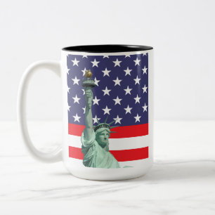 Statue of Liberty Mug   USA Flag Coffee Cup 