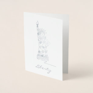 Statue of Liberty New York City Roses Freedom Foil Card