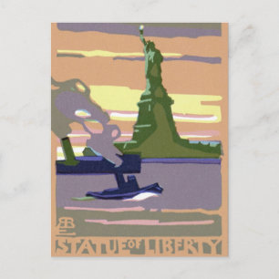 Statue of Liberty, New York City, Vintage Travel Postcard