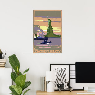Statue of Liberty, New York City, Vintage Travel Poster