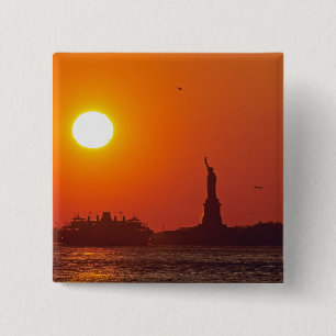 Statue of Liberty, New York Harbour, NY, USA, 15 Cm Square Badge
