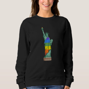 Statue Of Liberty New York Ny Wearing Lgbt Rainbow Sweatshirt