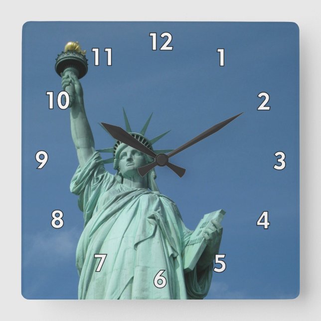 Statue of Liberty New York Square Wall Clock (Front)