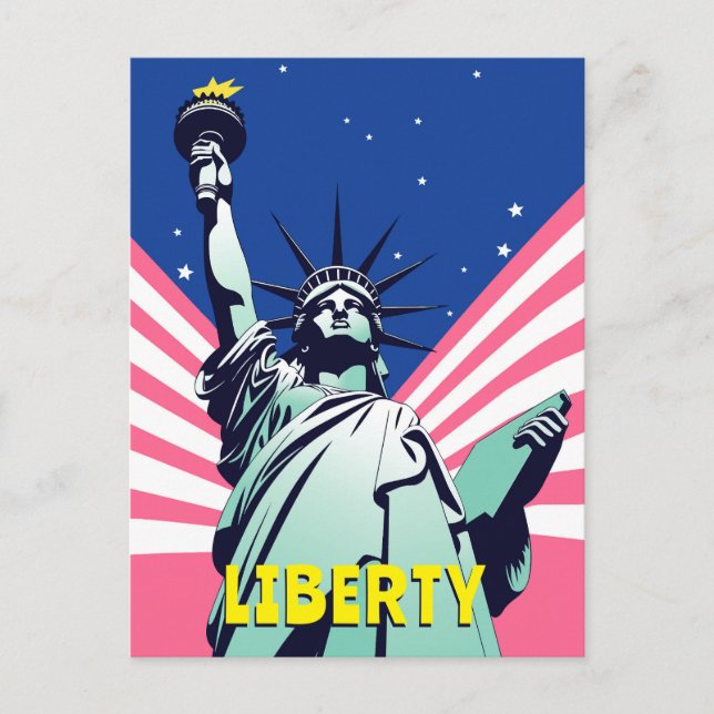 Statue of Liberty New York Vibrant Pop Art Postcard (Front)