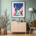 Statue of Liberty New York Vibrant Pop Art Poster<br><div class="desc">Embrace the spirit of freedom and patriotism with our vibrant Liberty poster featuring the Statue of Liberty adorned with the American flag and stars. In the style of dark pink and blue, this artwork captures the essence of liberty and individuality. With its lively pop art aesthetics, yankeecore vibes, and movie...</div>