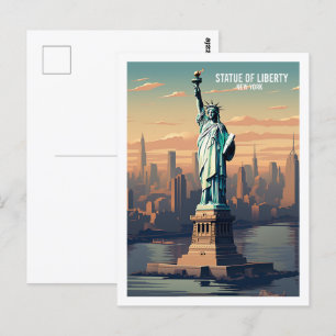 Statue of Liberty New York Vintage Travel Place Postcard