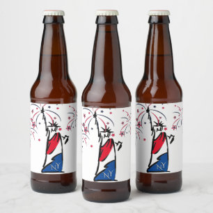 Statue of Liberty NY Red White and Blue Beer Bottle Label