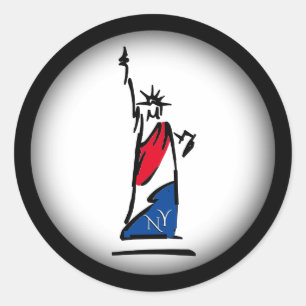 Statue of Liberty NY Red White and Blue Classic Round Sticker