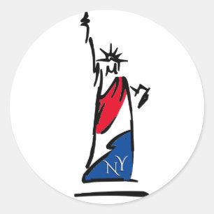 Statue of Liberty NY Red White and Blue Classic Round Sticker