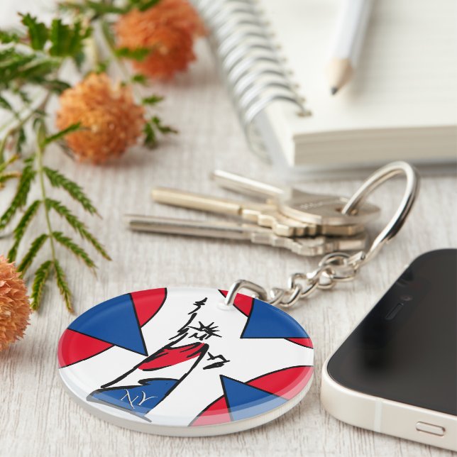 Statue of Liberty NY Red White and Blue Key Ring (Front Right)