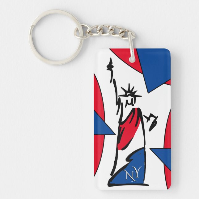 Statue of Liberty NY Red White and Blue Key Ring (Front)