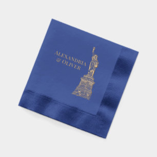 Statue of Liberty NYC Couple Names Foil Napkins