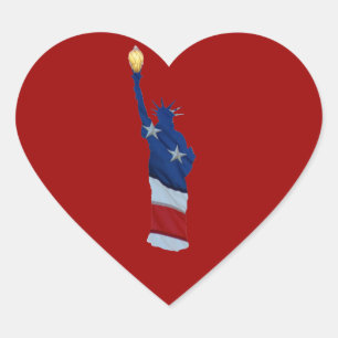 Statue of liberty on any colour heart sticker