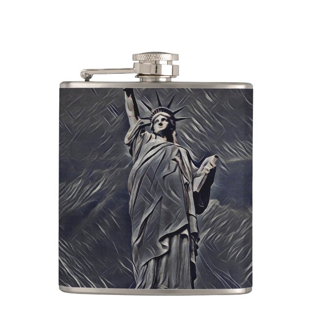 Statue of Liberty painting Hip Flask (Front)