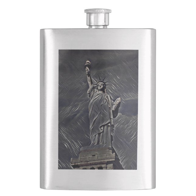Statue of Liberty painting Hip Flask (Front)