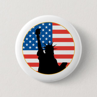 Statue Of Liberty Patriotic Design 6 Cm Round Badge