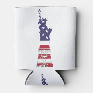 Statue of Liberty Patriotic Flag Can Cooler